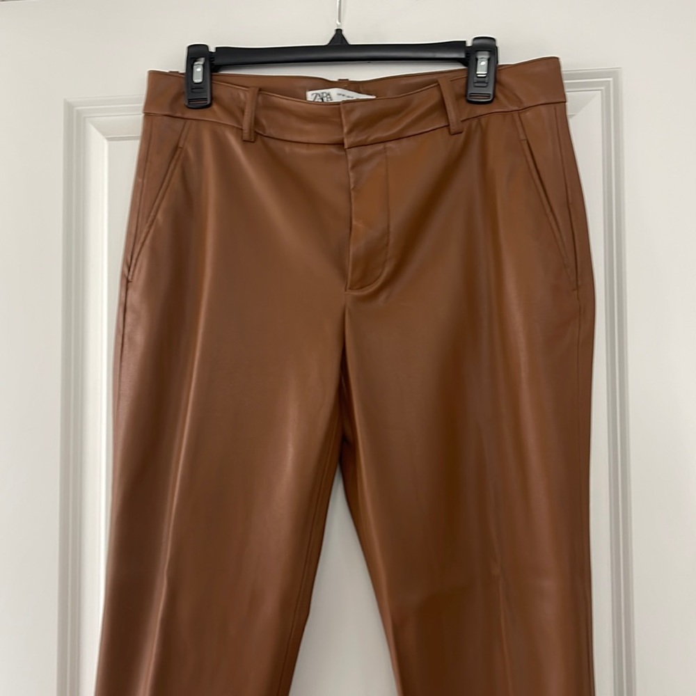 Zara tan pleather pants. Only worn once!